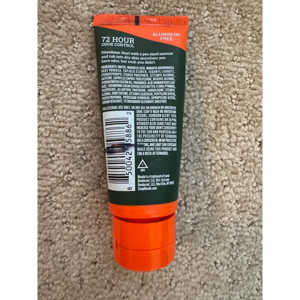 Mando Whole Body Deodorant Invisible Cream Clover Woods 2.2oz Aluminum Free Mens